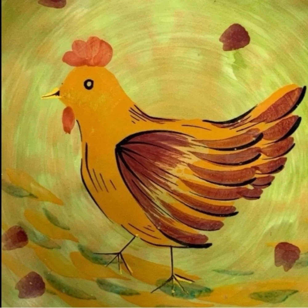 Vintage Italian Ceramic Pasta Bowl – Rooster Pattern – Farmhouse Style